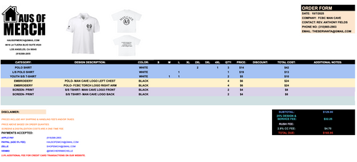 MANCAVE MERCH ORDER